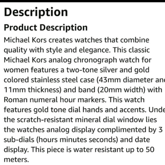 Michael Kors Y2K Silver and Gold Mixed‎ Metal Watch